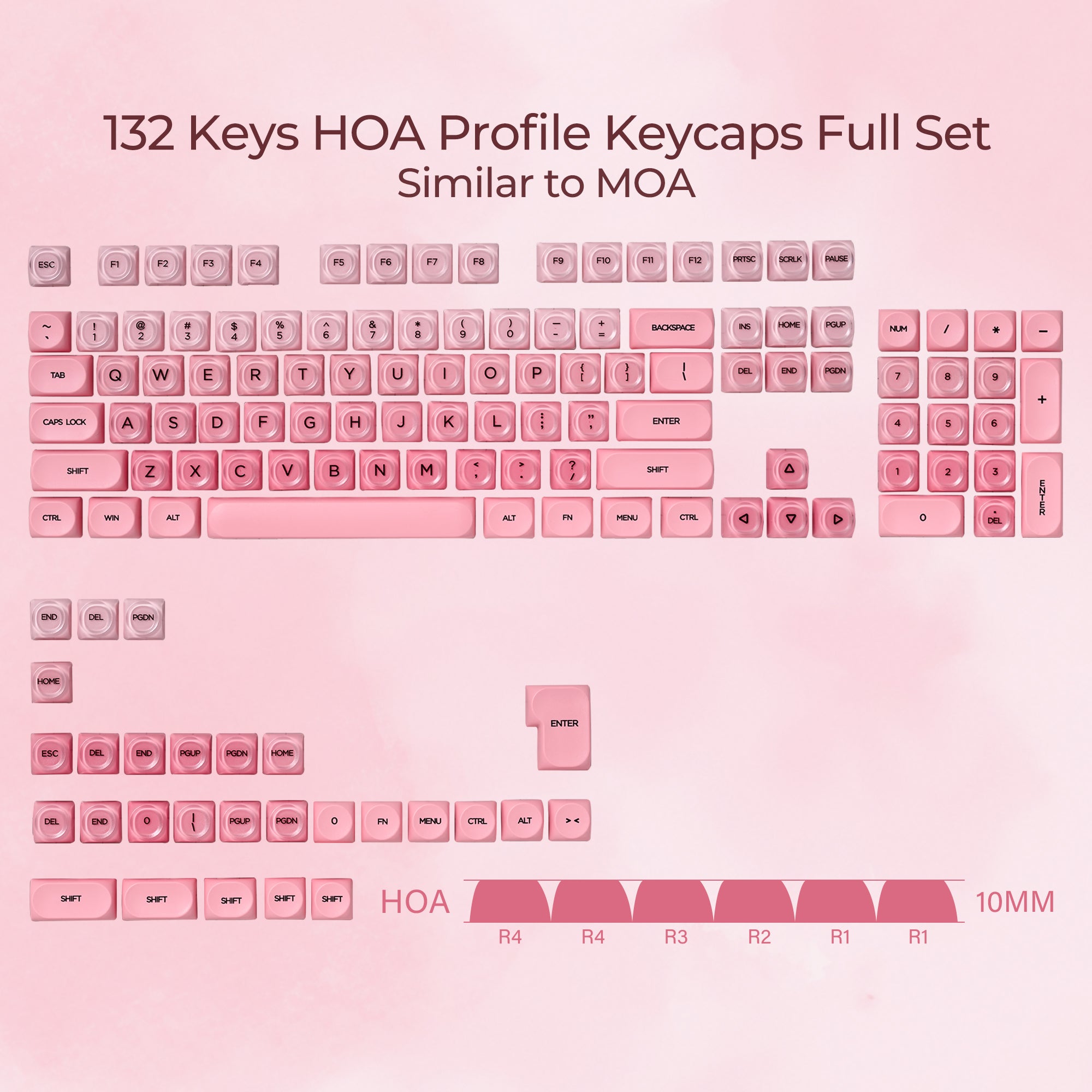 XVX Pink Blush HOA Profile Keycap Set 132-Key