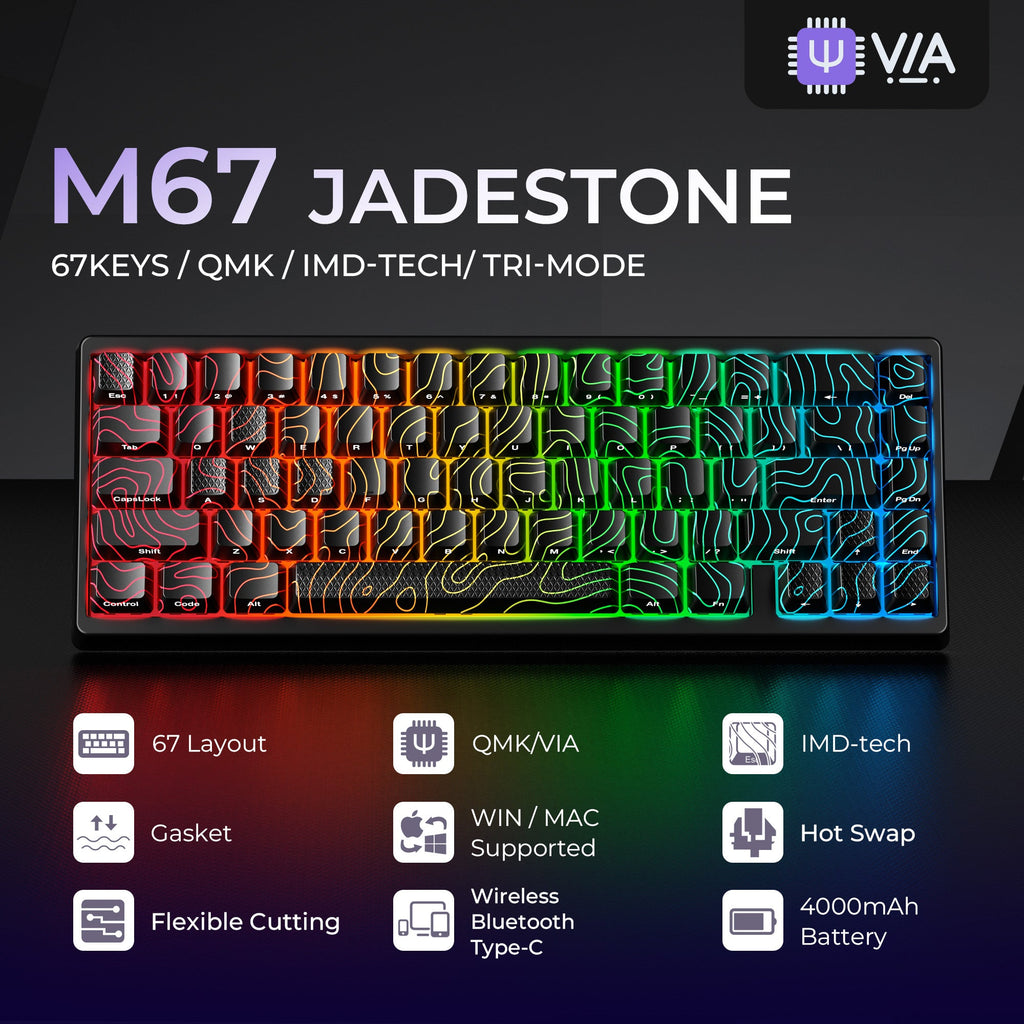 XVX M67 JadeStone Mechanical Keyboard With IMD-Tech Keycaps (Interstellar Black)