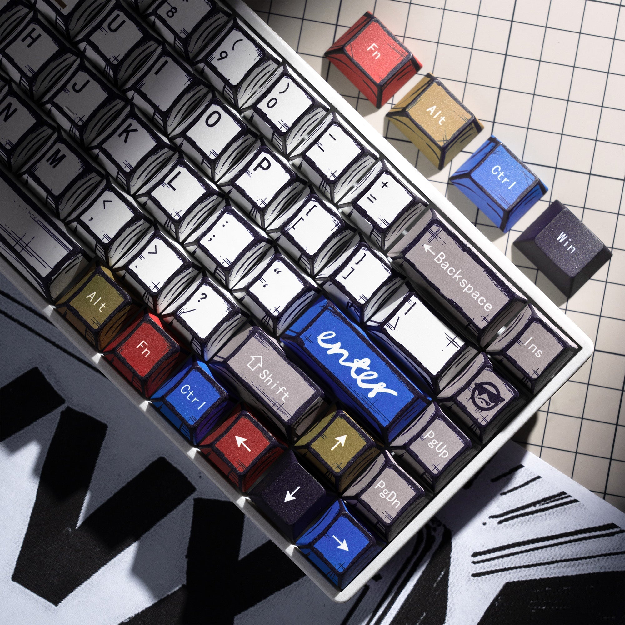 XVX Manga Theme graffiti Cherry Profile Dye-Sub PBT Keycaps
