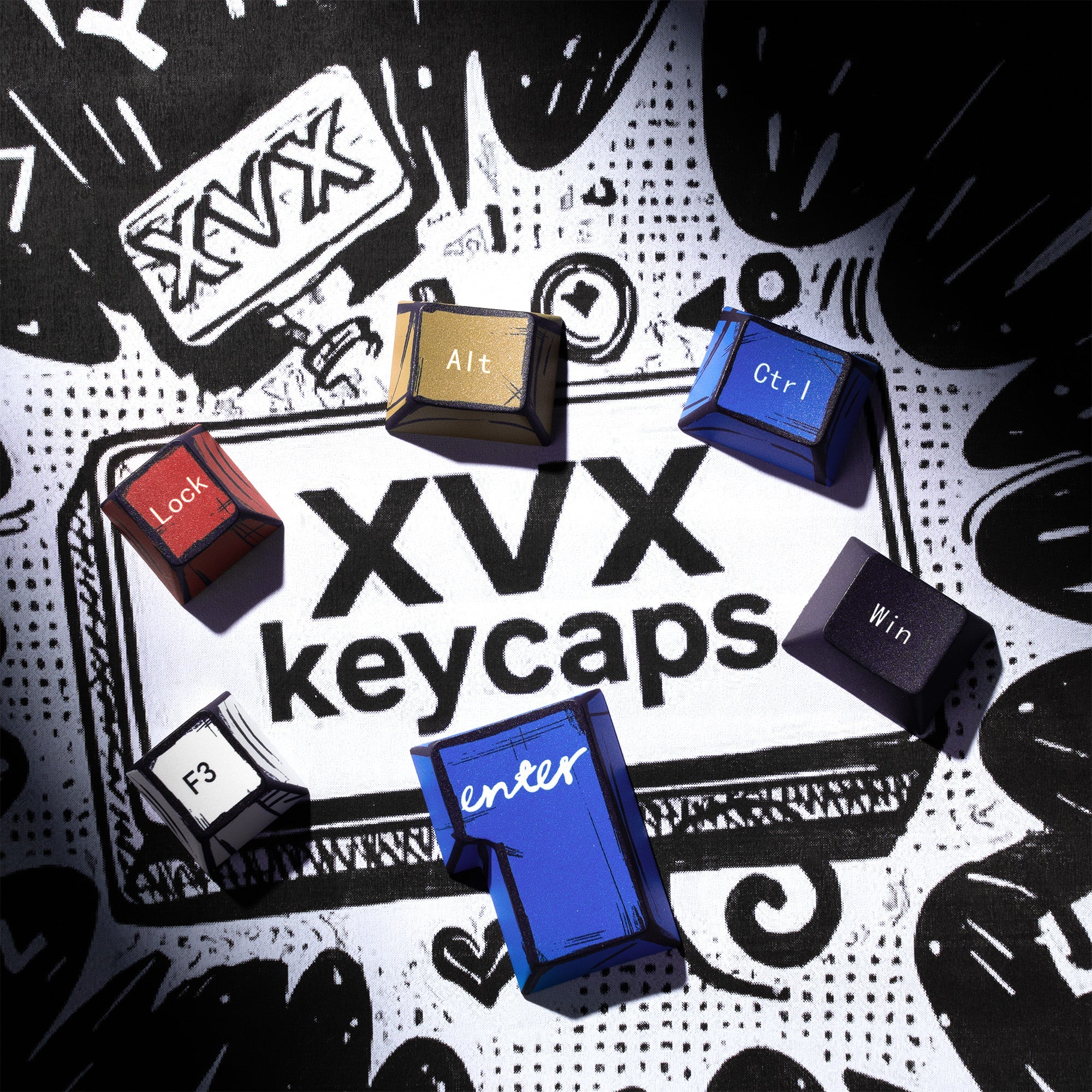 XVX Manga Theme graffiti Cherry Profile Dye-Sub PBT Keycaps