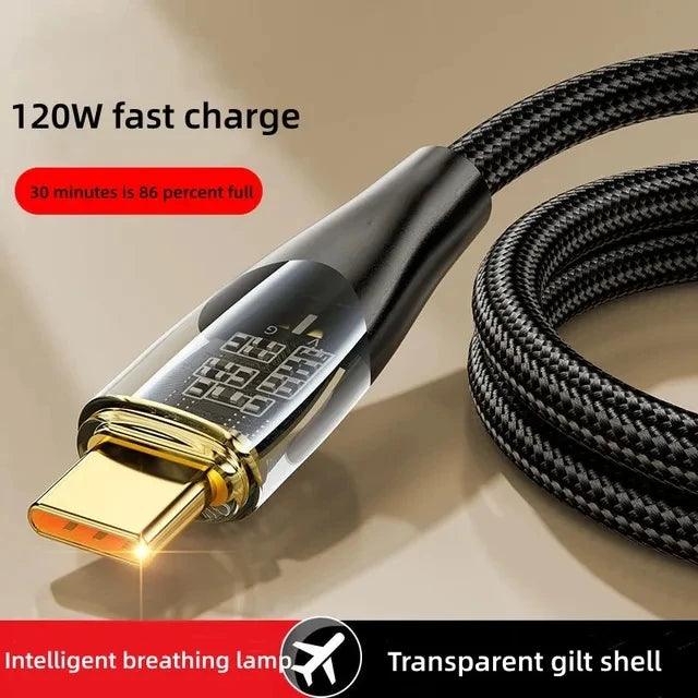 120W USB To Type C Cable Super Fast Charging Data Cord For Xiaomi 12 Redmi Note 11 Samsung S23 S22 Huawei Type-c Charger Cord