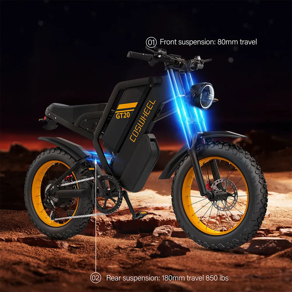 Coswheel Electric bike 3000W GT20 PRO Off Road Electric Motorcycle 48V 40AH Dual Motor Dual Battery Mountain bike Fat Tire Ebike