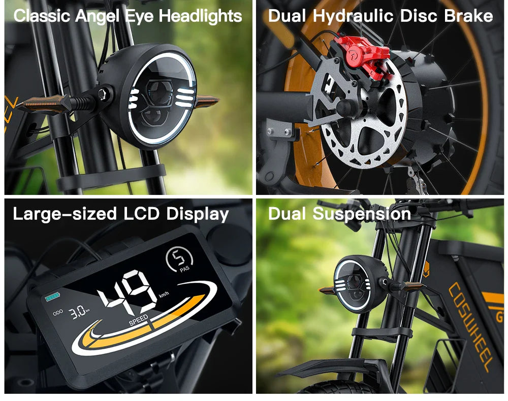 Coswheel Ebike GT20 Adult Electric Motorcycle Mountain Bikes 20Inch 48V Electric bike Fatbike Adult Motorcycles Drit bike