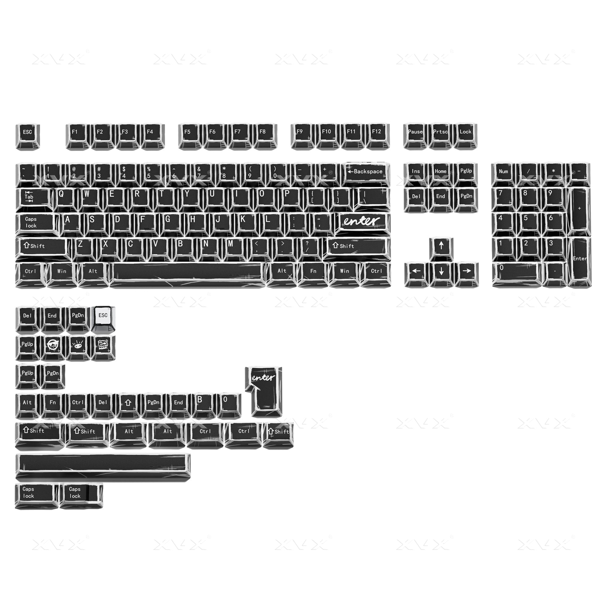 XVX Manga Theme graffiti Cherry Profile Dye-Sub PBT Keycaps